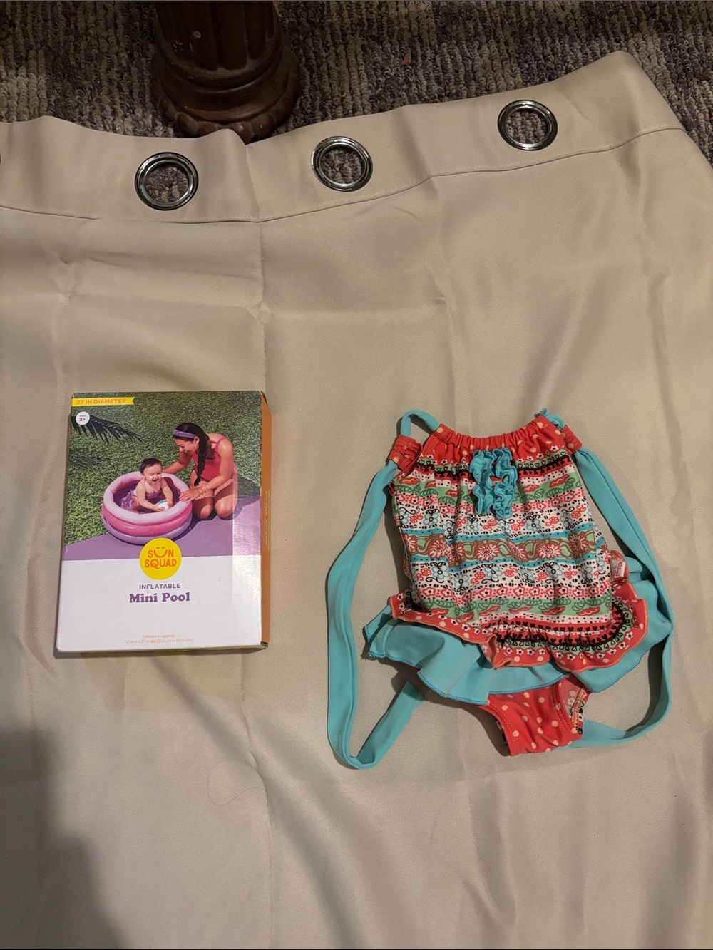 Girls Coral & Teal Ruffle Swim Diaper Cover